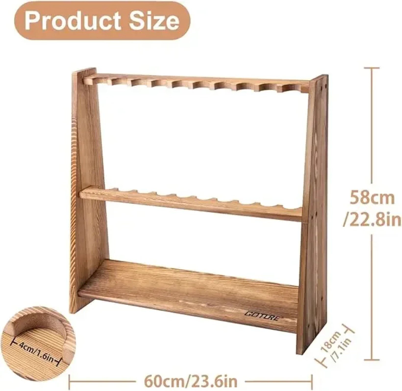Goture Carbonized Pine Wood Fi - огляд і ціна Fishing Rod Rack
